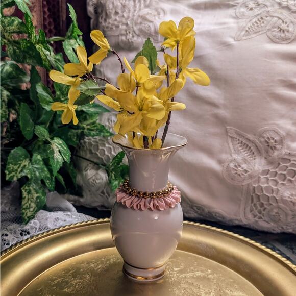 RARE Fenix Kislovodsk Vintage Handmade Russian Porcelain Vase w/ 24K Gold Beads - Picture 1 of 10
